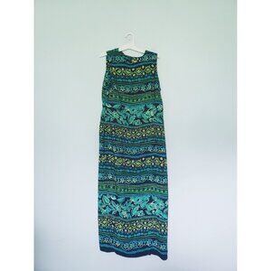 R & K Originals Womens 8 Tank Dress Side Button Up Green Blue Vacation Tropical